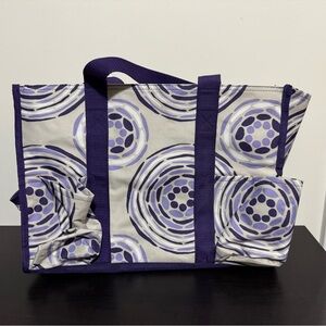 Thirty-One Purple and Gray Tote Bag with Swirl Design